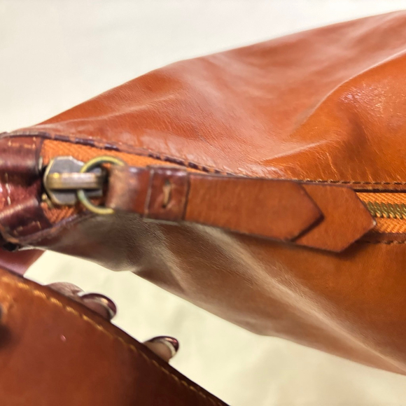 Cole Haan Village Leather Hobo Shoulder Bag Large Purse Brown Woven Strap - Picture 8 of 16